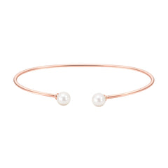 925 Sterling Silver Rose Gold Pearl Open Kada