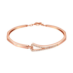 925 Sterling Silver Rose Gold Pavé Curve Kada