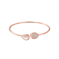 925 Sterling Silver Rose Gold Plated Open Kada for Women with CZ Stones