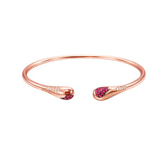 925 Sterling Silver Rose Gold Open Kada with Pink & CZ Stones