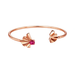 925 Sterling Silver Rose Gold Open Kada with Pink Stone