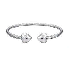 925 Sterling Silver Heart Design Open Kada for Women