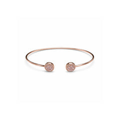 925 Silver Rose Gold Plated Crystal Studded Open Cuff Bracelet for Women