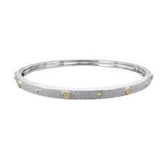 925 Sterling Silver Dual Tone Textured Stone Kada