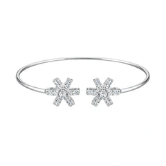 925 Sterling Silver CZ Star Open Kada