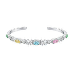 925 Sterling Silver Multi Color Stone Designer Open Kada