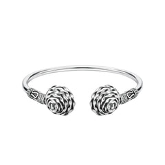 925 Silver Oxidized Rose Design Open Kada