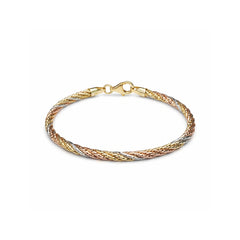 925 Silver Tri Tone Twisted Bracelet for Women – Gold, Rose Gold & Silver Plated