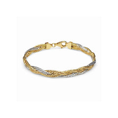 925 Silver Dual Tone Twisted Chain Bracelet