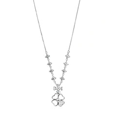 925 Sterling Silver CZ Star & Flower Pendant Necklace