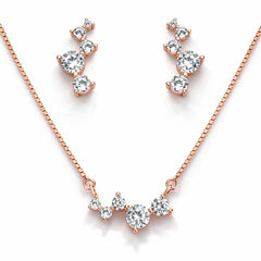 925 Sterling Silver Rose Gold Plated White Crystal Pendant Set with Earrings for Women