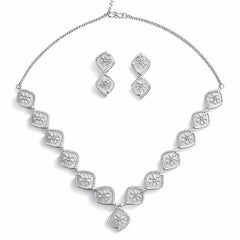 Geometric Design AD Necklace Set with Earrings | Artificial Minimal Party Wear Jewellery for Women