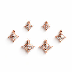 925 Sterling Silver Rose Gold Star Stud Earrings Set | 3 Pair CZ Diamond Shape Studs