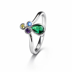 925 Silver close setting multicolor Adjustable Ring