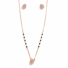 925 Sterling Silver Rose Gold Mangalsutra Set with Earrings