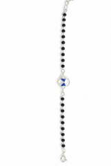925 Sterling Silver Traditional Nazariya Bracelet with Black Beads
