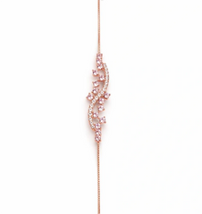 925 Sterling Silver Rose Gold Pink Crystal Leaf Bracelet for Women