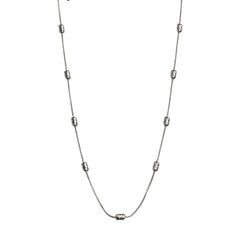 925 Sterling Silver Textured Barrel Bead Necklace