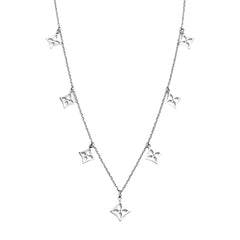 925 Sterling Silver Geometric Charm Station Necklace