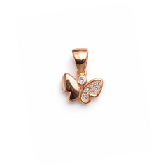 925 Sterling Silver Rose Gold Butterfly Pendant with Cubic Zirconia