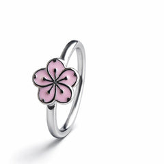 925 Sterling Silver Pink Floral Baby Ring