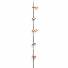 925 Sterling Silver Rose Gold Blue Crystal Charm Bracelet for Women