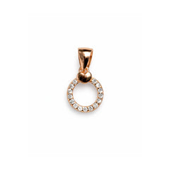 925 Sterling Silver Rose Gold Heart Circle Pendant with Cubic Zirconia