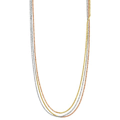 925 Sterling Silver Triple Tone Layered Chain Necklace