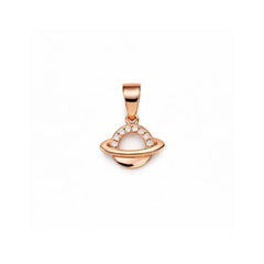 925 Sterling Silver Rose Gold Planet Saturn Pendant with CZ Stones