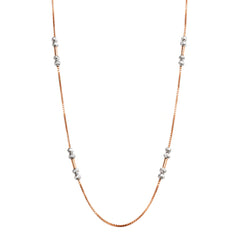 925 Sterling Silver Rose Gold & Silver Beaded Station Chain