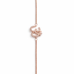 925 Sterling Silver Rose Gold Om Bracelet with CZ Stones