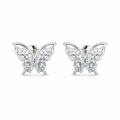 925 Sterling Silver Butterfly Zircon Stud