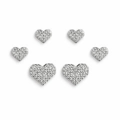 925 Sterling Silver Heart Stud Earrings Set | 3 Pair CZ Sparkling Heart Studs