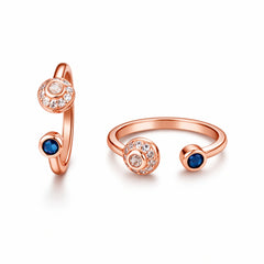 Rose Gold Blue Stone Adjustable Ring