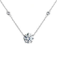 925 Sterling Silver Round Solitaire Pendant Necklace for Women