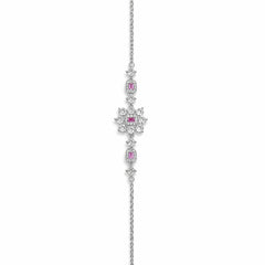 925 Sterling Silver Pink Stone Designer Bracelet for Women