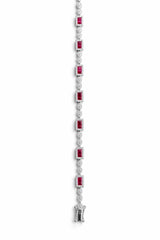 925 Sterling Silver Ruby Red Crystal Tennis Bracelet