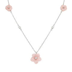 925 Sterling Silver Pink Mother of Pearl Flower Necklace