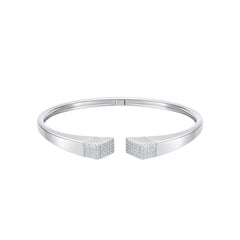 925 Sterling Silver Square CZ Open Kada