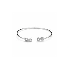 925 Sterling Silver Open Cuff Bracelet with CZ Dual Knot Ends