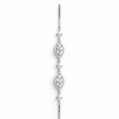 925 Sterling Silver Leaf Bracelet | Zircon Leaf Link Bracelet