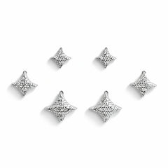 925 Sterling Silver Star Stud Earrings Set | 3 Pair CZ Sparkling Star Studs