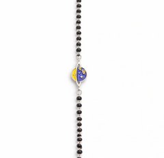 925 Sterling Silver Black Bead Nazariya Bracelet with Moon & Star Charm for Kids