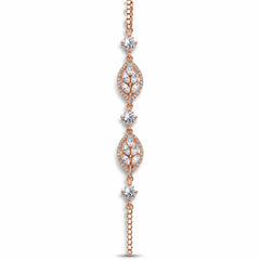 Rose Gold Leaf Bracelet | Zircon Leaf Chain Bracelet for Women