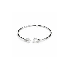 925 Sterling Silver White Stone Open Cuff Bracelet for Women