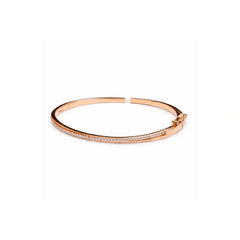 925 Silver Rose Gold Plated Crystal Line Bangle Bracelet for Women