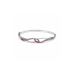 925 Sterling Silver Infinity Bangle with Pink Stones for Women