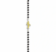 925 Sterling Silver Black Bead Nazariya Bracelet with Fish Charm for Kids