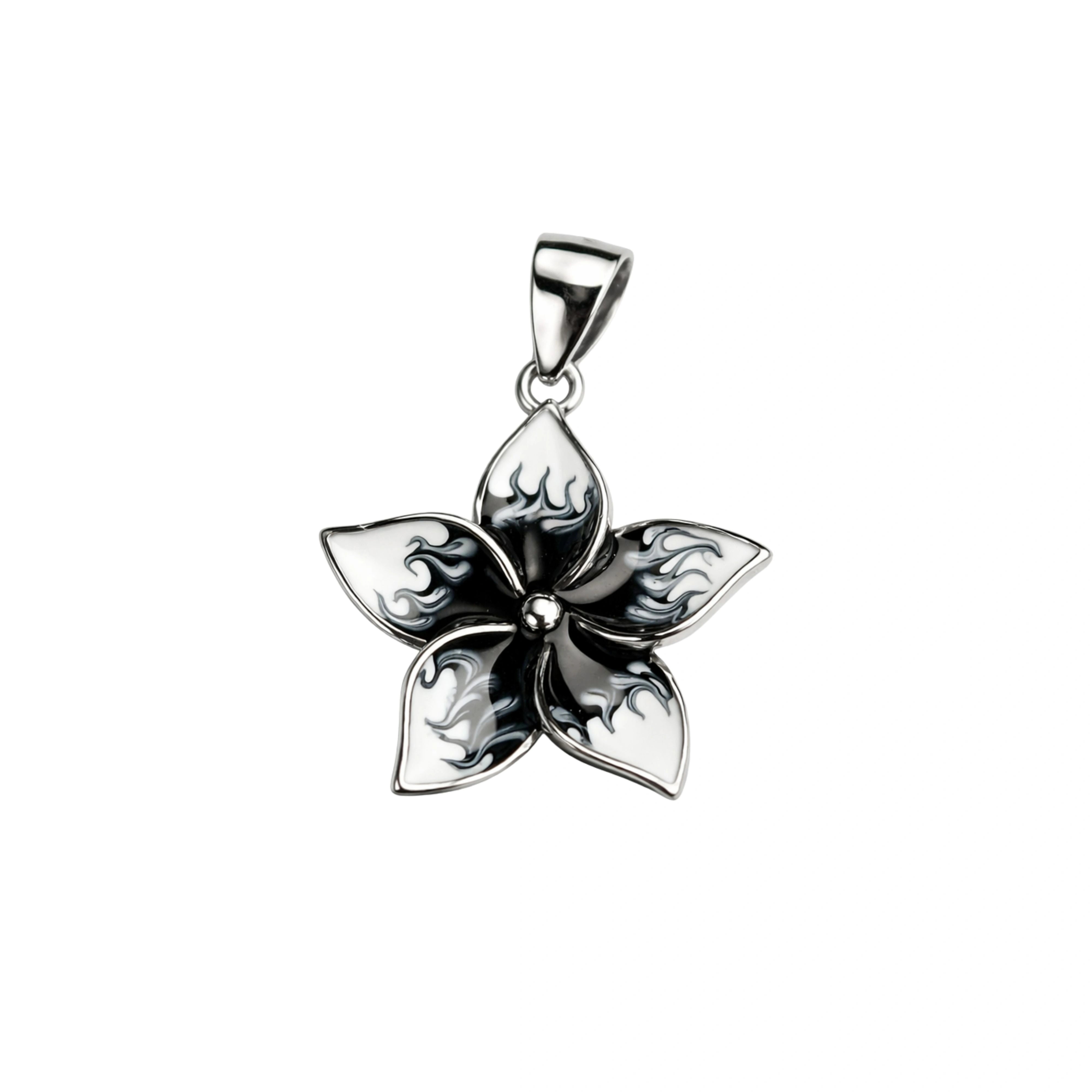 925 Silver Elegant Flower Pendant with Enamel Finish