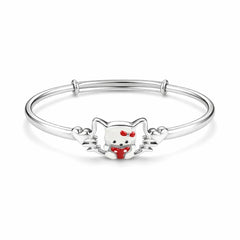 925 Sterling Silver Kids Cute Cat Kadali Bracelet